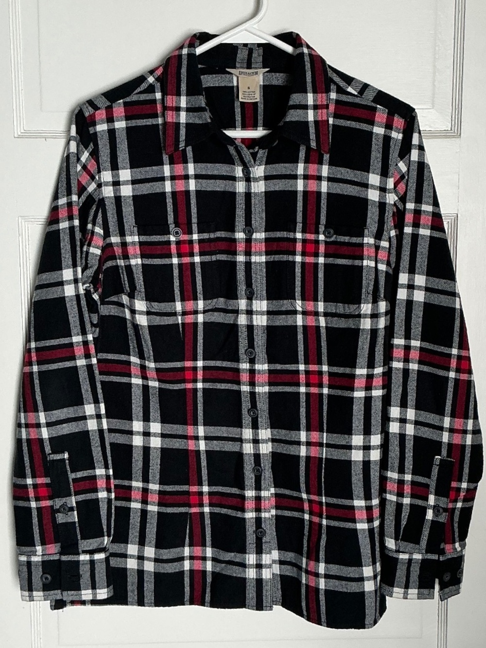 Duluth Trading Co Women's Free Swingin' Flannel Shirt Small Like New Black Red